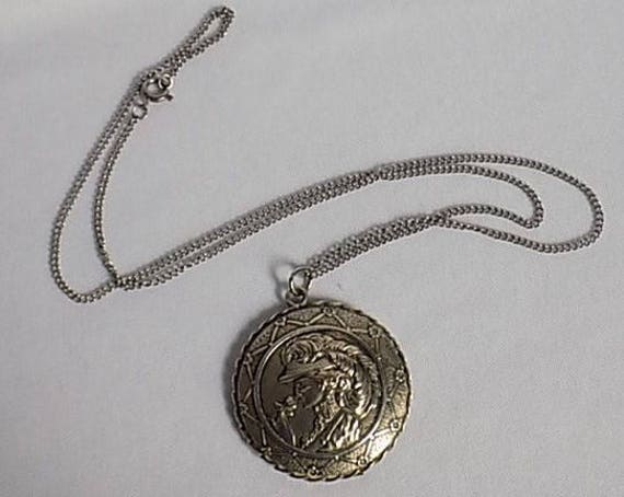 Antique Silver Compact Locket, Edwardian Lady Cha… - image 2