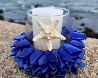 Sea Glass Centerpiece with Candle