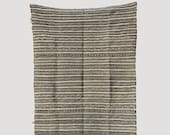 Moroccan Rug Carpet Berber - Handira Blanket - Black White - Long White Fringe - 7 39 8 quot x 3 39 6 quot (234cm x 107cm)
