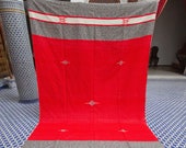 Red Moroccan Handmade Blanket Throw - Merino Wool - Gray Ends - Queen Size - Lightweight Luxurious - 6 39 4 quot x 9 39 6 quot (290cm x 193cm)