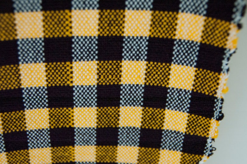 All Merino Wool Knotted Fringe Moroccan Hand Made Blanket Throw 7/' x 6/' Checkerboard Pattern Mustard Yellow and Black