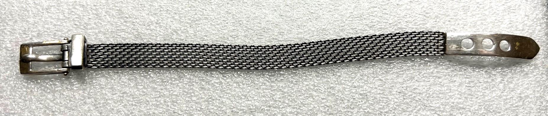 7" STERLING Small woven watch band style bracelet. wt.14.57 grams