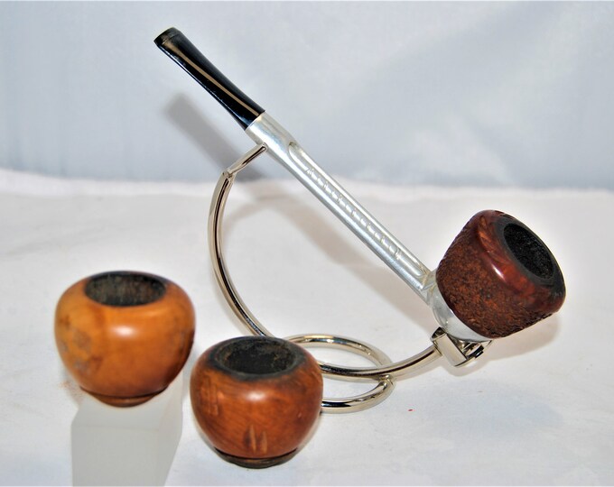 Vintage FALCON 60's Metal Stem Pipe W/ 3 Interchangeable Briar Bowls Etsy