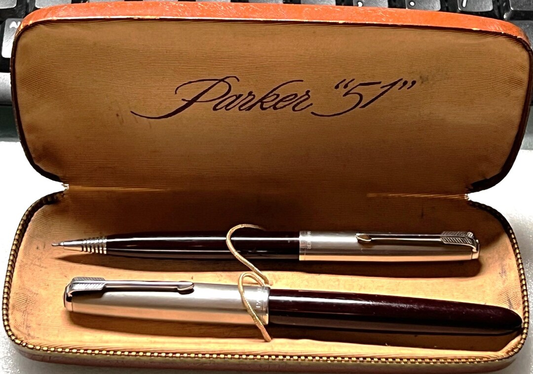 Vintage 50's Parker 51 Burgundy Pen and Pencil Set With Case - Etsy
