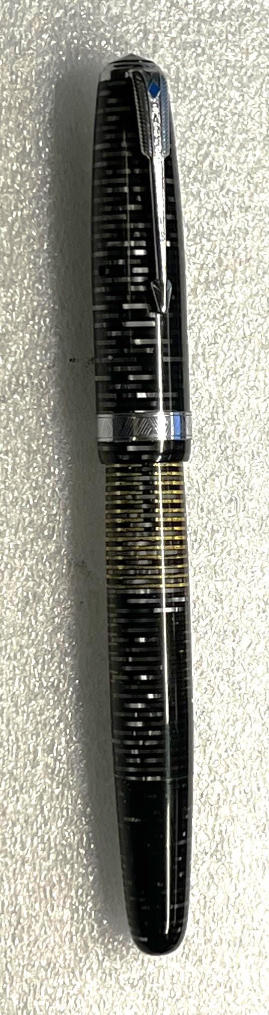 RESTORED 1948 Parker Major Silver Pearl Vacumatic Blue Diamond Fountain ...