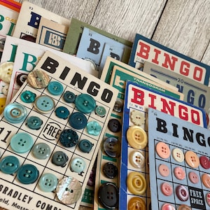 Vintage Button Lot on Bingo Card U PICK Antique Quirky Cute