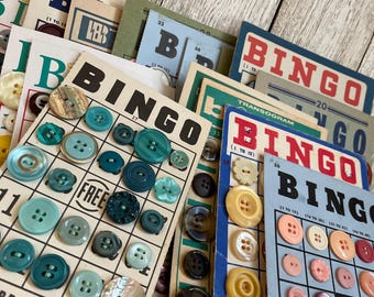 Vintage Button Lot on Bingo Card U PICK Antique Quirky Cute