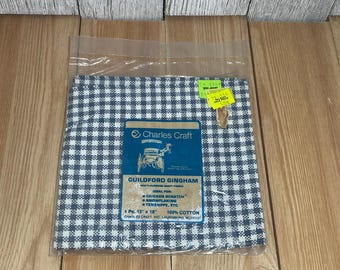 Charles Craft Guildford Gingham 100% Cotton 15"x18" Blue White Plaid Fabric Precut