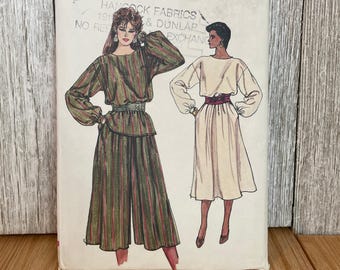 Vogue 8420 Loose Fitting Top Flared Skirt or Culottes Size 12-16 Pattern UNCUT FF