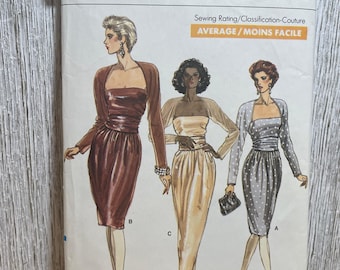 Vogue 7098 Sashed Waist Dress with Shrug Evening Gown Pattern Size 6-10 UNCUT FF