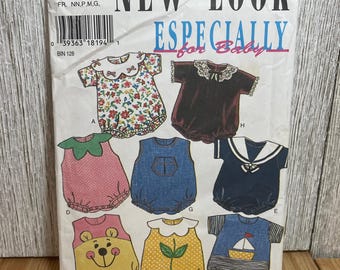 New Look 6399 Especially for Baby Romper in Eight Styles Sailor, Lace, Strawberry, Teddy Bear Pattern Size NB-L UNCUT FF