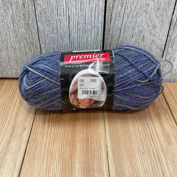 Premier Serenity Sock Lavender Topaz Yarn Full Skien Wool Blend