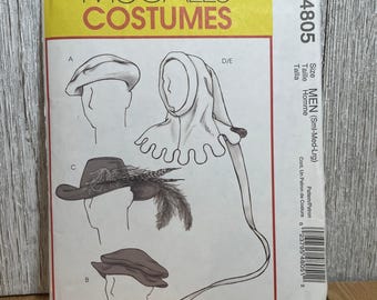McCall's M4805 Men's Medieval Renaissance Hats Pattern Costume Size 22.5"-23.5" UNCUT FF Halloween