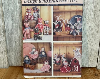 Butterick 6510 Little Friends Bears, Bunny, baby, Mouse Pattern UNCUT FF