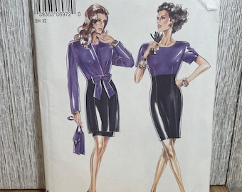 New Look 6972 Two Tone Circle Neck Dress and Wrap Jacket with Bow Pattern Size 8-18 UNCUT FF