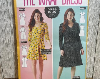 Simply Sewing the Wrap Dress Pattern A Line Multiple Sleeve Lengths Size 8-18 UNCUT FF Sealed