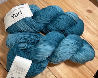 Classic Elite Yarns Yuri Teal Blue 5046 Sock Weight Wool Yarn 2 Skein Bundle