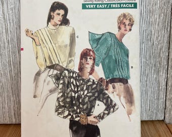 Vogue 7072 Pleated Shoulder Blouse Size 8-12 Pattern UNCUT FF