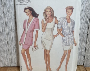 New Look 6694 Pleated Pencil Scoop Neck Dress Long Jacket with Pockets Pattern Size 8-18 UNCUT FF