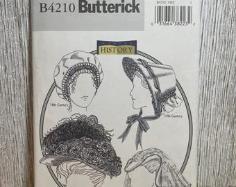 Butterick B4210 Making History Historical Hats and Bonnets Pattern Size S-L UNCUT Ff