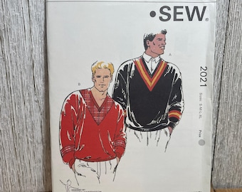 Kwik Sew 2021 Men's V Neck Pullover Loose Fit Sweater Pattern Size S-XL UNCUT Ff Sealed