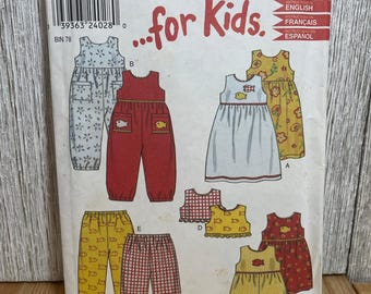 New Look 6986 For Kids Summer Romper, Dress, Stretch Pants, and Tank Top Pattern Size 1/2-4 UNCUT FF