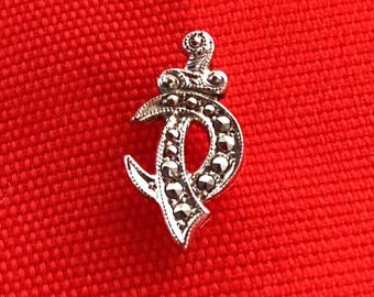 Vintage Sterling Silver Shriners Scimitar Jeweled Lapel Pin