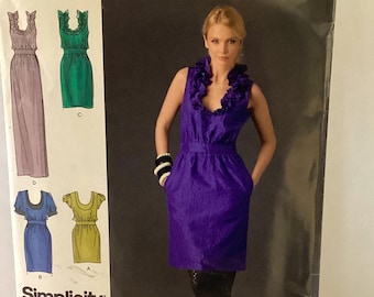 Simplicity 2497 Cynthia Rowley Ruffle Neck Dress Sizes 4 to 12
