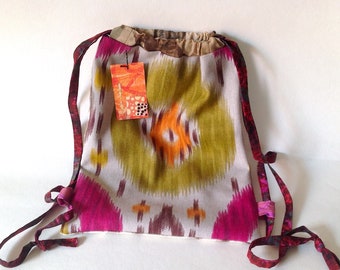 Handmade Cotton Drawstring Festival Backpack