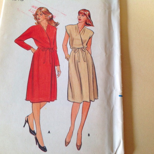 Butterick 4078 Sewing Pattern Women's Wrap Around Dress 1980s Size 18, UNCUT