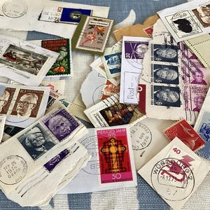 Vintage 1960s Stamps Ephemera European and American for Art & Collage
