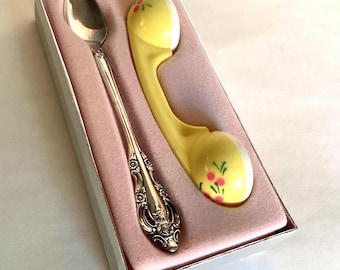 Oneida Spanish Crown Silverplate Spoon and Rattle Set