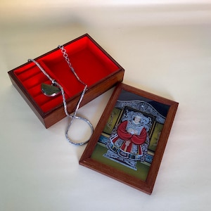 Chinese Emperor Vintage Jewelry Box, Red Velvet Lining
