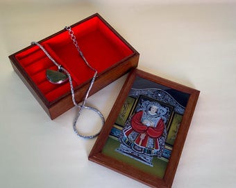 Chinese Emperor Vintage Jewelry Box, Red Velvet Lining
