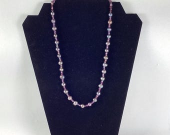 Freshwater Peacock Pearl Necklace with Czech Beads