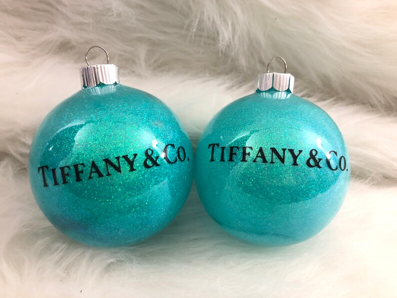 Tiffany Co Inspired Christmas Glittered Ornaments Etsy