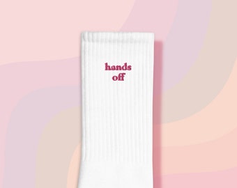 Hands Off | embroidered crew socks