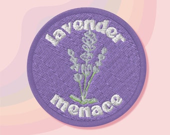 lavender menace embroidered patch | vintage lesbian pride