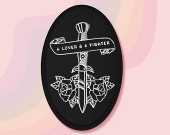 lover/fighter embroidered patch | floral dagger