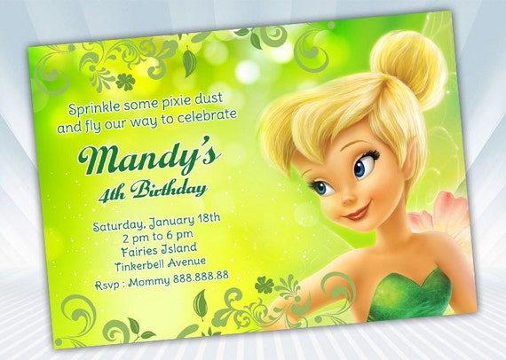 Tinkerbell Invitation Etsy