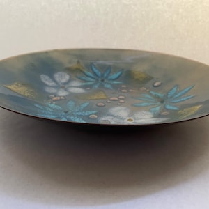 Sascha Brastoff vintage enamel decorative bowl with flowers