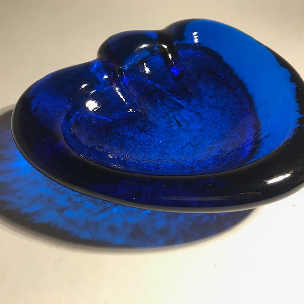 Blenko mid century modern freeform amoeba bowl tray catch all-Blue