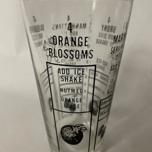 Vintage Federal Glass Cocktail shaker mixing glass with printed recipes