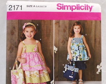 Simplicity 2171 Child's Dress, Top, Pants, Bag, and Hair Accessory Pattern - Uncut