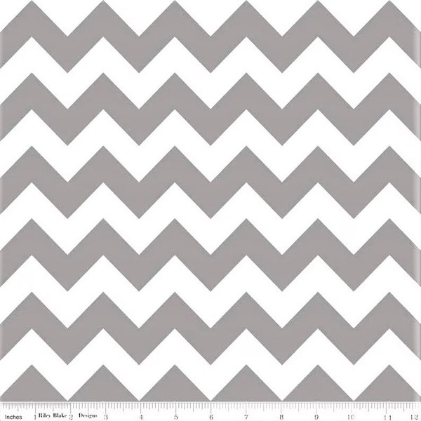 Gray and White Zig-Zag Fabric by the Yard,  Gray Chevron Fabric by Riley Blake, Cotton Fabric