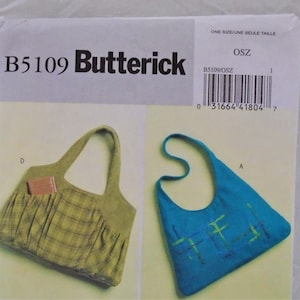 Butterick 5109, Purse Style Bags,Paper Pattern, Unused, Uncut.