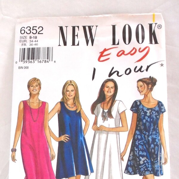 Simplicity  New Look 6352, Vintage Paper Pattern, Uncut, Ladies Dress, easy 1 hour