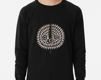 Sweatshirt African Art Bobo Bwa Sun Mask Design Tribal Ethnographic Art Unique Apparel Pullover Unisex Adult Sizes