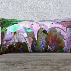 Pillow Cover • 24x12 • Oblong/Rectangular • "Luminescence (#1)" • Abstract Surreal Design • Polyester Velveteen