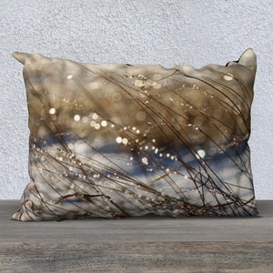Pillow Cover • Nature's Bling • Evocative Winter Scene Design • Holiday Décor • 20x14 or 18x18 • Polyester Velveteen